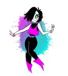  &lt;3 black_hair bracelet catnippackets clothing eyelashes girly hair hair_over_eye jewelry machine makeup male mettaton not_furry robot smile solo undertale white_skin 