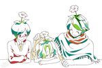  2boys anifurun beard closed_eyes facial_hair flower flower_on_head green_hair jacket_on_shoulders multicolored_hair multiple_boys necktie poncho sadafurun shikido_(khf) show_by_rock!! siblings sitting sleeping smile streaked_hair sweater tanefurun 