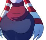  artist_request ass ass_focus close-up curvy from_behind highres huge_ass lower_body simple_background skullgirls slender_waist solo squigly_(skullgirls) striped_sleeves white_background wide_hips 