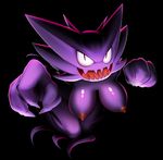  2015 anthro black_background breasts elpatrixf female grin haunter looking_at_viewer nintendo nipples nude open_mouth pok&eacute;mon pok&eacute;morph simple_background solo video_games white_sclera 