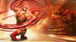  bear beard boots collar eyebrows facial_hair flexing highres male_swimwear mohawk muscle official_art pose red_footwear scar shoes street_fighter street_fighter_v swim_briefs swimwear wristband zangief 