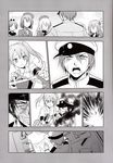  6+girls admiral_(kantai_collection) atago_(kantai_collection) comic greyscale highres kantai_collection kisaragi_(kantai_collection) monochrome multiple_girls non-web_source sazanami_(kantai_collection) shikinami_(kantai_collection) takao_(kantai_collection) yamamoto_arifred zuikaku_(kantai_collection) 