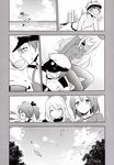  3girls admiral_(kantai_collection) atago_(kantai_collection) comic greyscale highres kantai_collection monochrome multiple_girls pantyhose shikinami_(kantai_collection) takao_(kantai_collection) yamamoto_arifred 