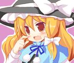  blonde_hair capelet drawr face fang hat kirisame_marisa meito_(maze) ribbon smile solo touhou 