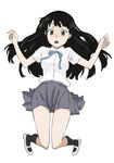  akiyama_mio black_eyes black_hair blush k-on! legs long_hair mura_(kanojo_no_oukoku) school_uniform skirt solo 