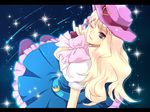  bad_id bad_pixiv_id belt blonde_hair cowboy_hat dress gun hat hirose_azumi long_hair macross macross_frontier macross_frontier:_itsuwari_no_utahime one_eye_closed purple_eyes sheryl_nome solo trigger_discipline weapon western 