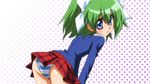  blue_eyes cruz_schild green_hair male_focus needless otoko_no_ko panties ribbon screencap solo underwear uniform 