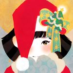  bad_id bad_pixiv_id black_hair christmas christmas_tree hat mittens original sakamoto_himemi santa_costume santa_hat short_hair solo 