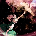  cherry_blossoms hands konpaku_youmu out_of_frame outstretched_arm outstretched_hand petals popoin profile reaching saigyouji_yuyuko solo_focus touhou wind 