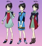  bad_id bad_pixiv_id black_hair bokurano boots dairisan hair_ribbon long_hair multiple_persona nakarai_mako ponytail ribbon time_paradox uniform 