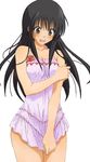  artist_request black_hair blush brown_eyes kotegawa_yui lingerie long_hair negligee nightgown solo to_love-ru underwear 