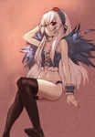  bow_(bhp) breasts corset doll_joints feet legs long_hair panties red_eyes rozen_maiden small_breasts solo suigintou thighhighs underwear white_hair wings wrist_cuffs 
