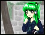  kochiya_sanae lowres mdnk parody school_uniform serafuku solo style_parody touhou 