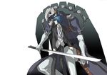  artist_request blue_hair chain male_focus persona persona_3 school_uniform sword thanatos weapon yuuki_makoto 