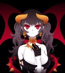  bat black_hair copyright_request demon_girl gloves horns mami_(apsaras) red_eyes solo twintails wings 