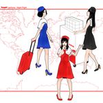  a~chan black_eyes black_hair kashiyuka long_hair multiple_girls nocchi_(perfume) oyuyamio perfume short_hair stewardess uniform 