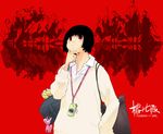  6+boys bag black_hair blush cellphone copyright_request multiple_boys nansui_kinoko phone red_eyes solo_focus sweater thinking 