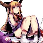  blush foreshortening horns ibuki_suika no_panties sketch socks solo touhou umakatsuhai 