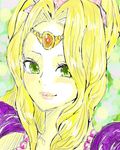  1girl blonde_hair female final_fantasy final_fantasy_iv green_eyes jewelry long_hair lowres necklace rosa_farrell ryo_(pixiv1364600) solo tiara 