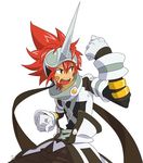  .hack//link 1boy armor gloves headband kuryuu_tokio male_focus official_art red_hair solo tattoo 