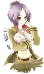  bad_id bad_pixiv_id blush breast_suppress breasts heterochromia katekyo_hitman_reborn! large_breasts light_smile midriff nemasuba purple_hair rokudou_mukuro short_hair skirt solo 