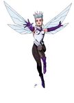  atlus blue_eyes demon fairy female high_pixie_(shin_megami_tensei) kazuma_kaneko persona pixie shin_megami_tensei white_hair wings 