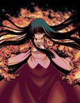  angry black_hair fire floating_hair glaring houraisan_kaguya long_hair serious solo touhou uousa-ou very_long_hair 