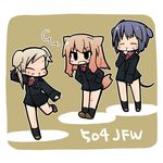  504th_joint_fighter_wing animal_ears chibi fang fernandia_malvezzi luciana_mazzei luu martina_crespi multiple_girls strike_witches strike_witches:_kurenai_no_majo-tachi tail uniform world_witches_series 