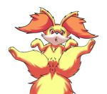  2015 alpha_channel anus canine chest_tuft female fennekin feral front_view fur hindpaw inner_ear_fluff looking_at_viewer lying mammal nintendo on_back open_mouth pawpads paws pok&eacute;mon pussy raxmon red_eyes simple_background solo spread_legs spreading tongue tongue_out transparent_background tuft video_games 