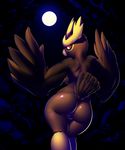  2015 anthro anthrofied beak breasts butt elpatrixf feathers female full_moon looking_at_viewer looking_back moon night nintendo noctowl pok&eacute;mon pussy red_eyes side_boob solo video_games wide_hips wings 