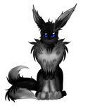  2015 2_tails black_fur black_iris blue_eyes canine darkeeveeon eevee eeveelution fox fur grey_fur male mammal multiple_tails nintendo pok&eacute;mon sitting video_games 