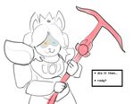  crown english_text looking_at_viewer solo temmie_(undertale) text undertale unknown_artist weapon 