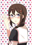  ahoge braid glasses glasses_day hair_ornament hair_over_shoulder kantai_collection remodel_(kantai_collection) sahuyaiya shigure_(kantai_collection) single_braid solo 