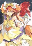  akagi_towa amanogawa_kirara brown_hair cover cover_page cowboy_shot cure_twinkle doujin_cover earrings gloves go!_princess_precure hareta jewelry long_hair multicolored_hair multiple_girls precure purple_eyes quad_tails red_hair short_hair skirt smile star star_earrings streaked_hair twintails two-tone_hair white_gloves yellow_skirt 