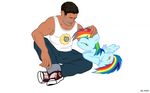  crossover equine friendship_is_magic horse human mammal my_little_pony pegasus petting pony rainbow_dash_(mlp) serious_sam wings 