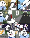  2015 anthro bear black_fur blush bow_tie cephalopod clothing comic cute date dialogue door drawing duo english_text eyes_closed flower food fur graft_(artist) house ice_bear love male male/male mammal marine moon multicolored_fur necktie panda panda_(character) plant restaurant smile sparkles squid star sushi teeth text tree two_tone_fur we_bare_bears white_fur 
