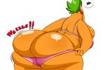  big_breasts big_butt bra breasts butt chowder_(series) clothing denizen1414 female green_hair hair huge_breasts huge_butt looking_back ms._endive simple_background thick_thighs underwear white_background 