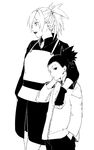  1girl greyscale long_hair makeup mature monochrome mother_and_son nara_shikadai naruto naruto_(series) shigegigi temari 