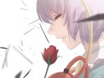  amino_(tn7135) bad_id bad_pixiv_id closed_eyes eyeball face flower komeiji_satori lavender_hair parted_lips portrait profile red_flower red_rose rose shirt short_hair solo string third_eye touhou white_background 