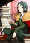  black_eyes black_hair book cloak fate/grand_order fate/zero fate_(series) holding holding_book looking_at_viewer male_focus necktie official_art resized smile solo takeuchi_takashi upscaled waifu2x waver_velvet 