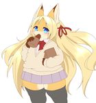  artist_request blonde_hair blue_eyes eating fox furry long_hair school_unform school_uniform 