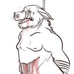  2014 anapnea anthro blood boar bound gore hanging male mammal nipples noose porcine restricted_palette simple_background snuff solo tusks white_background 