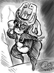  female imp midna monochrome nintendo obese overweight solo the_legend_of_zelda thick_thighs twilight_princess unknown_artist video_games 
