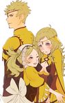  1boy 2girls artist_request blonde_hair blue_eyes breasts father_and_daughter female fire_emblem fire_emblem:_kakusei fire_emblem_if liz_(fire_emblem) long_hair multiple_girls nintendo odin_(fire_emblem_if) open_mouth ophelia_(fire_emblem_if) short_hair smile 