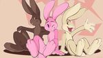  anthro brown_eyes brown_fur cream_fur fur lagomorph looking_at_viewer mammal nude paws pink_eyes pink_fur rabbit shiuk sitting wallpaper yellow_eyes 