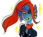  eye_patch eyewear female hair marine ponytail red_hair smile solo undertale undyne unknown_artist 