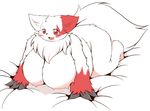  artist_request bed_sheet big_breasts blush breasts fluffy furry huge_breasts looking_at_viewer lying nintendo on_front open_mouth overweight pok&eacute;mon pokemon radiowave red_eyes smile solo video_games zangoose 