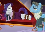  2015 bdsm blue_eyes bondage bound cloth_gag equine fainting_couch female friendship_is_magic gag horn mammal my_little_pony pegasus radiantrealm rarity_(mlp) story_in_description unicorn wind_rider_(mlp) wings 