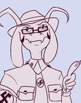  2015 asriel_dreemurr caprine clothing eyewear glasses goat hat horn long_ears male mammal monster nazi solo swastika undertale uniform unknown_artist 