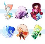  6+girls amethyst_(steven_universe) barlee bodysuit charm_(object) chibi commentary garnet_(steven_universe) green_bodysuit jasper_(steven_universe) lapis_lazuli_(steven_universe) long_hair multiple_boys multiple_girls open_mouth pearl_(steven_universe) peridot_(steven_universe) ruby_(steven_universe) sapphire_(steven_universe) short_hair smile spoilers steven_universe weapon wings 